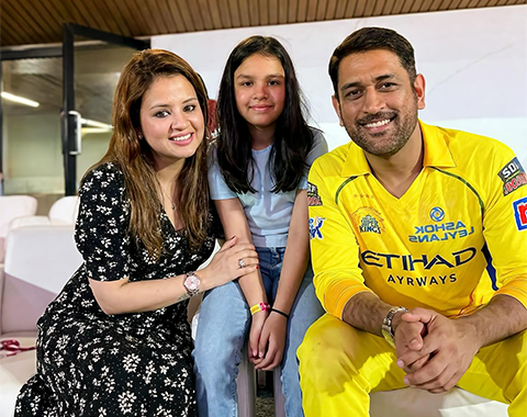 "MS Dhoni with his family